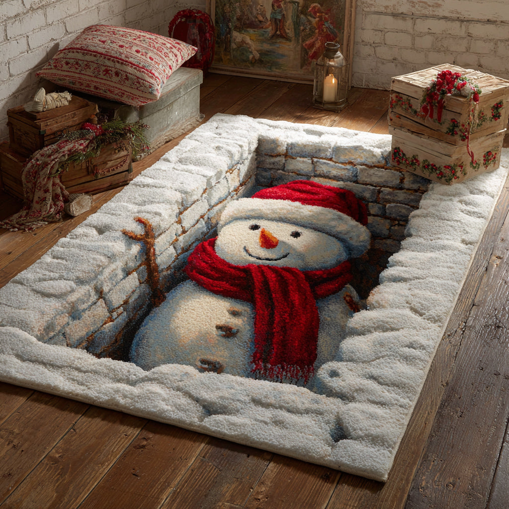 Rescue Snowman Area Rug - Non-Slip Washable 3D Print Rug for Living Room & BedroomTVC2108278