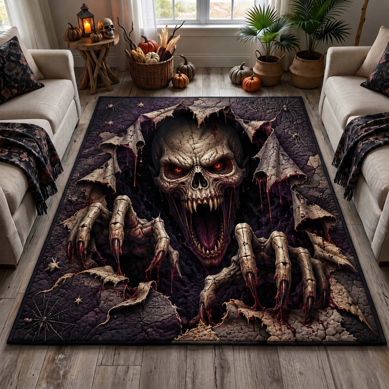 Ripped Skull Terror Area Rug - Non-Slip Washable 3D Print Rug for Living Room & BedroomTVC2108366