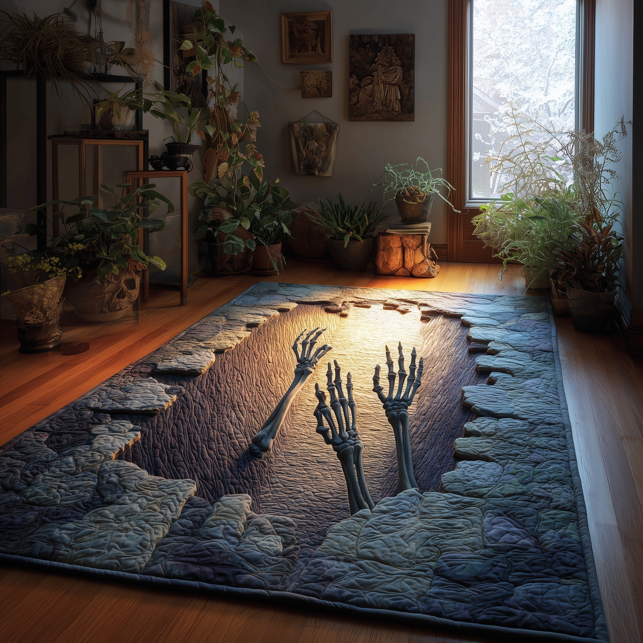 Rise of the Skeletons Halloween Area Rug - Non-Slip Washable 3D Print Rug for Living Room & BedroomTVC2108366
