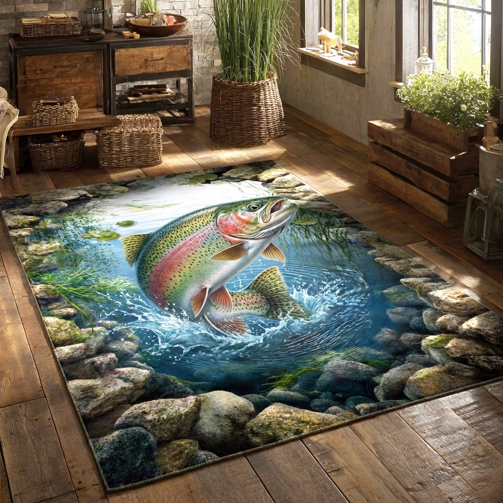 River Jewel Area Rug - Non-Slip Washable 3D Print Rug for Living Room & BedroomTVC2108278
