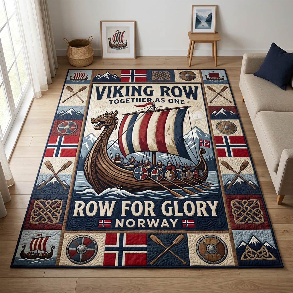 Row Row Norway Viking Area Rug - Non-Slip Washable 3D Print Rug for Living Room & BedroomTVC2108365