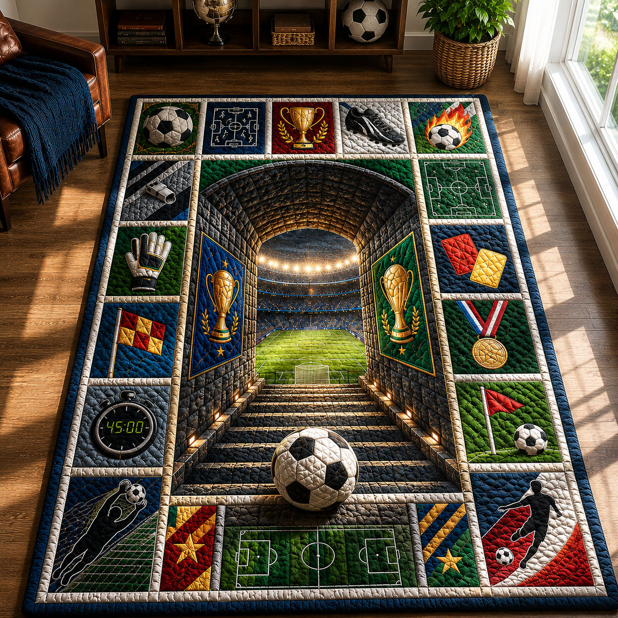 Royal Championship Medallion Stadium Area Rug - Non-Slip Washable 3D Print Rug for Living Room & BedroomTVC2108365