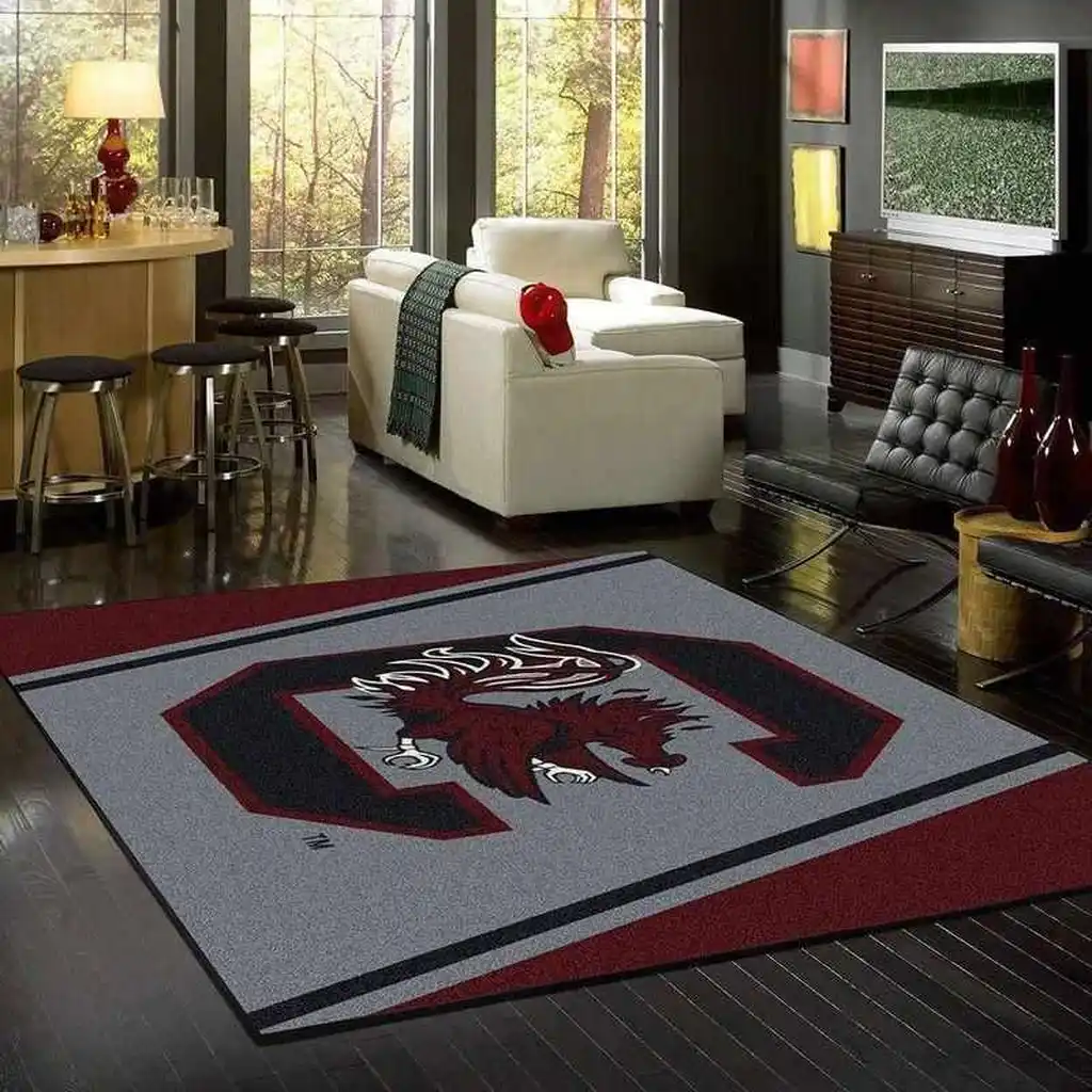 Rug Bold Design Perfect for Modern Living Room Decor Red and Gray