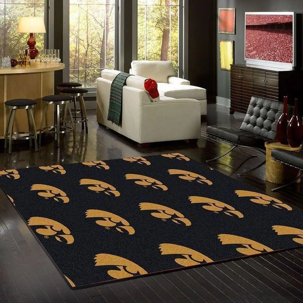 Rug for Modern Living Room Stylish Decor Black and Yellow