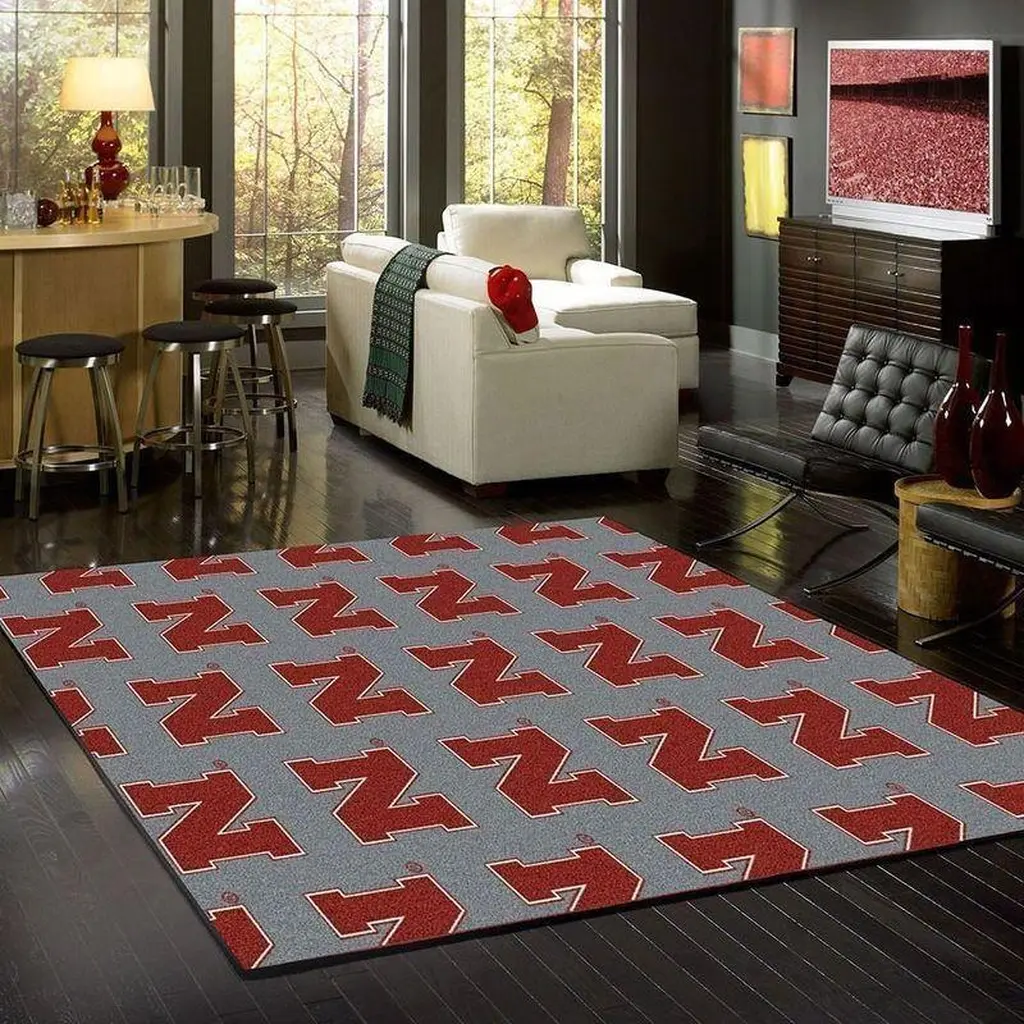 Rug for Modern Living Room Stylish Home Decor Red and Gray
