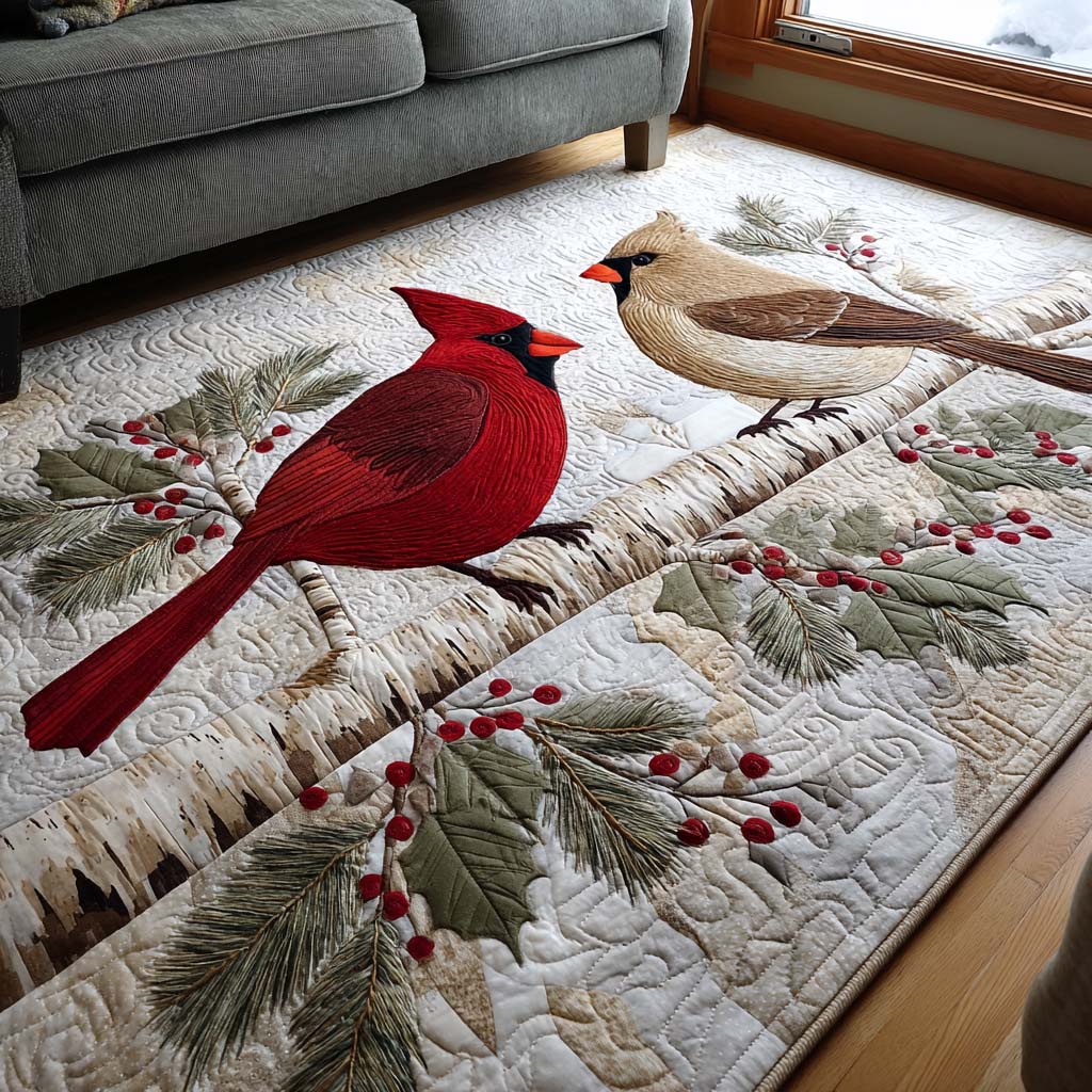 Rustic Cardinal Area Rug - Non-Slip Washable 3D Print Rug for Living Room & BedroomTVC2108276