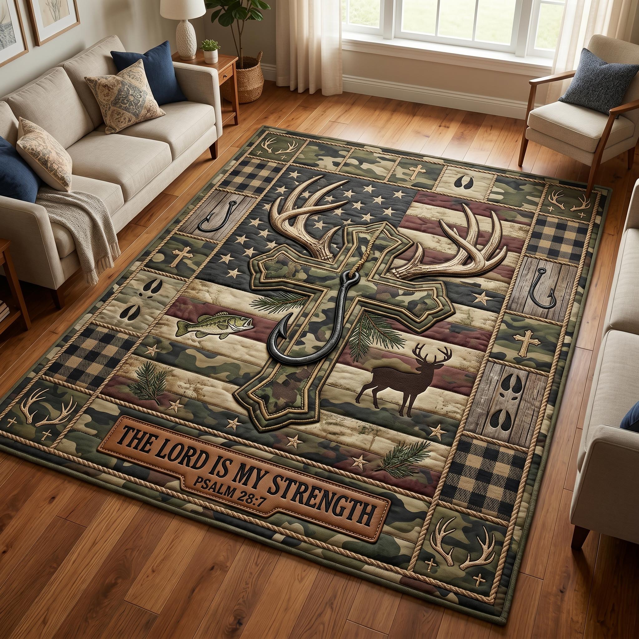 Rustic Faith Area Rug - Non-Slip Washable 3D Print Rug for Living Room & BedroomTVC2108396