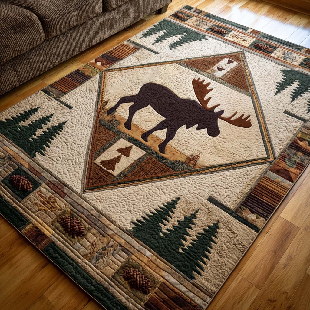 Rustic Moose Area Rug - Non-Slip Washable 3D Print Rug for Living Room & BedroomTVC2108213
