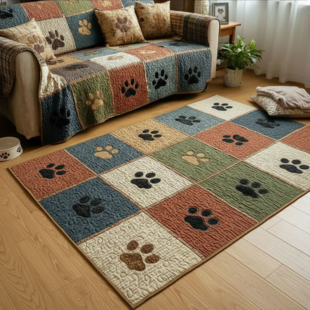 Rustic Paw Charm Area Rug - Non-Slip Washable 3D Print Rug for Living Room & BedroomTVC2108276