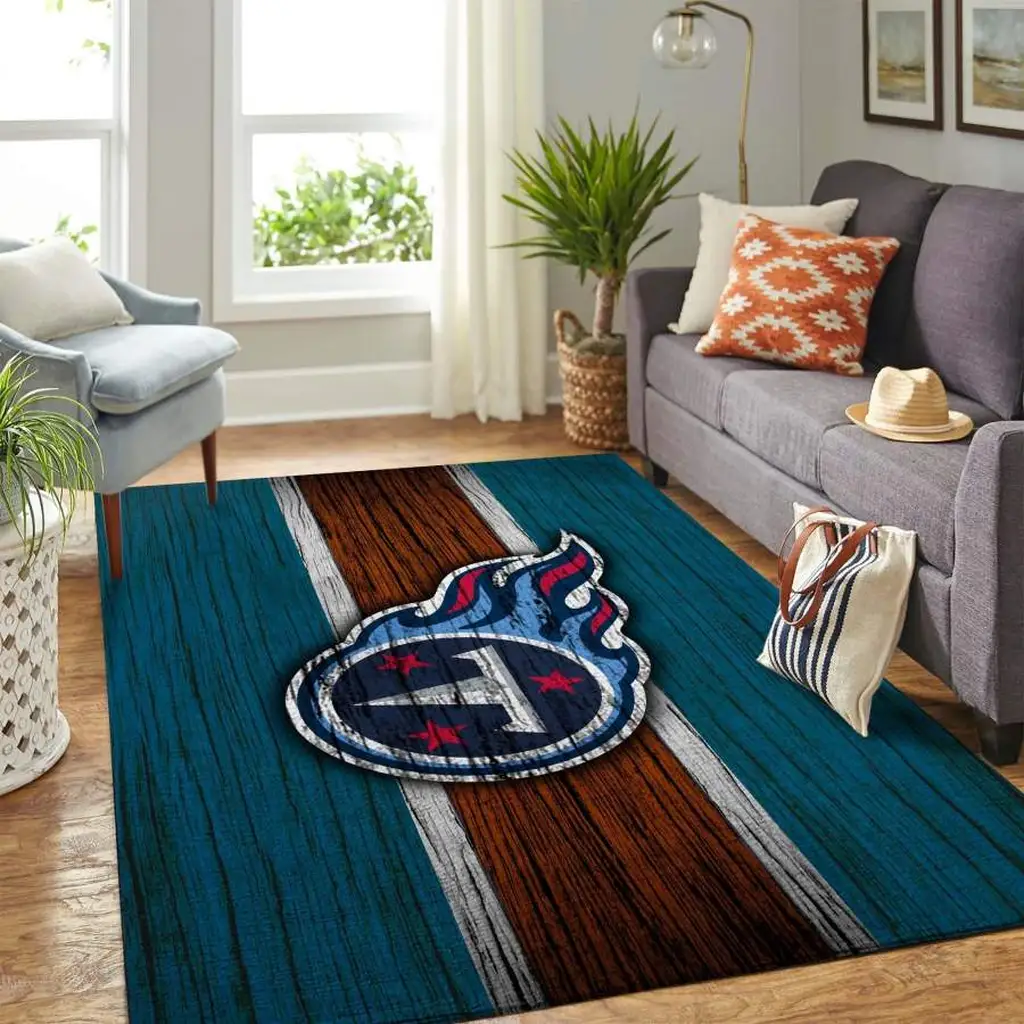 Rustic Wood Pattern Rug Perfect for Living Room Decor Blue and Brown