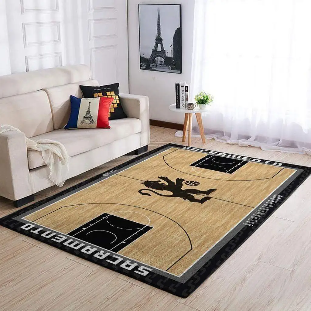 Sacramento Basketball Court Rug for Living Room Decor Yellow and Brown