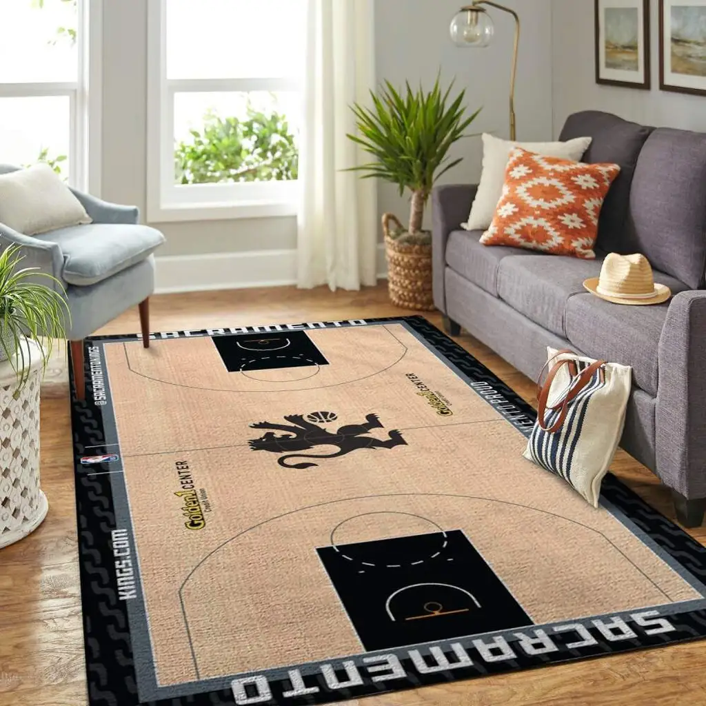 Sacramento Kings Rug - Basketball Court Area for Home Beige and Black