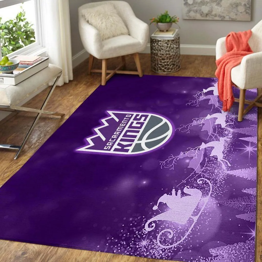 Sacramento Kings Rug - Basketball for Home Room Decor Purple and White