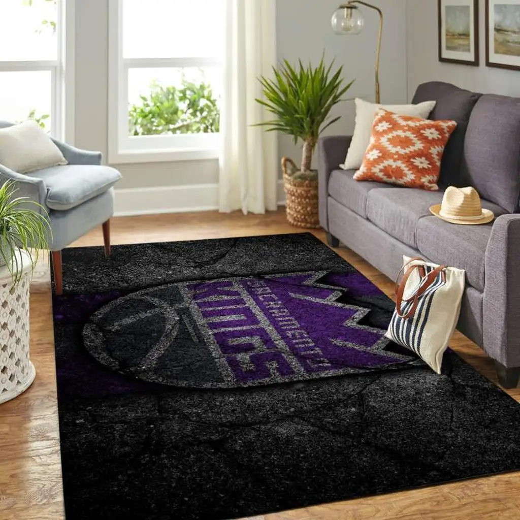 Sacramento Kings Rug - Basketball Team Floor Mat Black and Purple