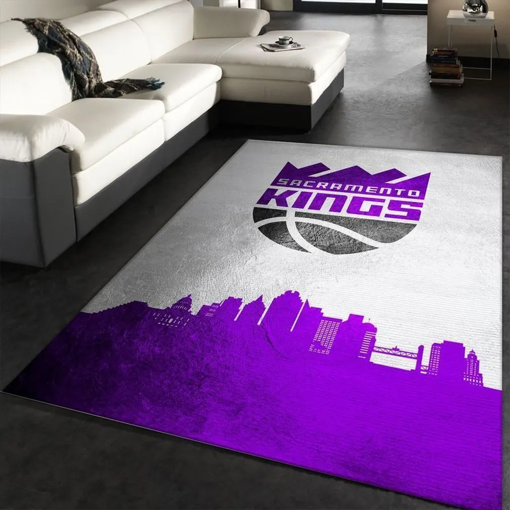 Sacramento Kings Rug - Living Room Area for Fans Purple and White