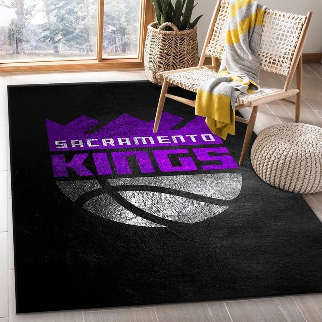 Sacramento Kings Rug - NBA Basketball Area Carpet Black and Purple
