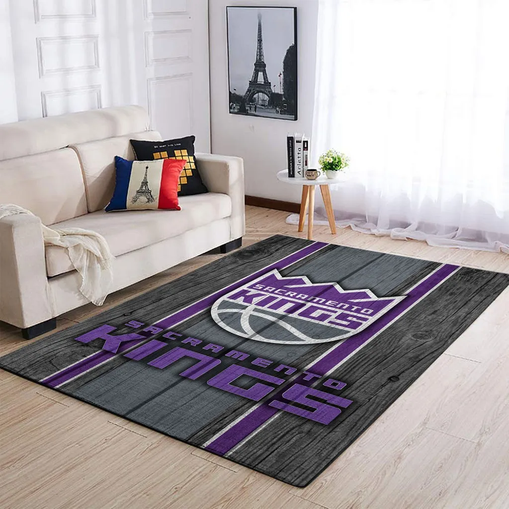 Sacramento Kings Rug - NBA Basketball Area for Living Room Purple and Gray