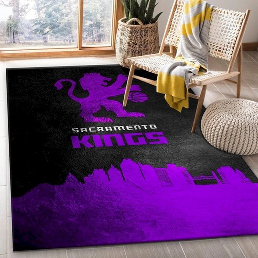 Sacramento Kings Rug - Skyline Area for Fans Decor Black and Purple
