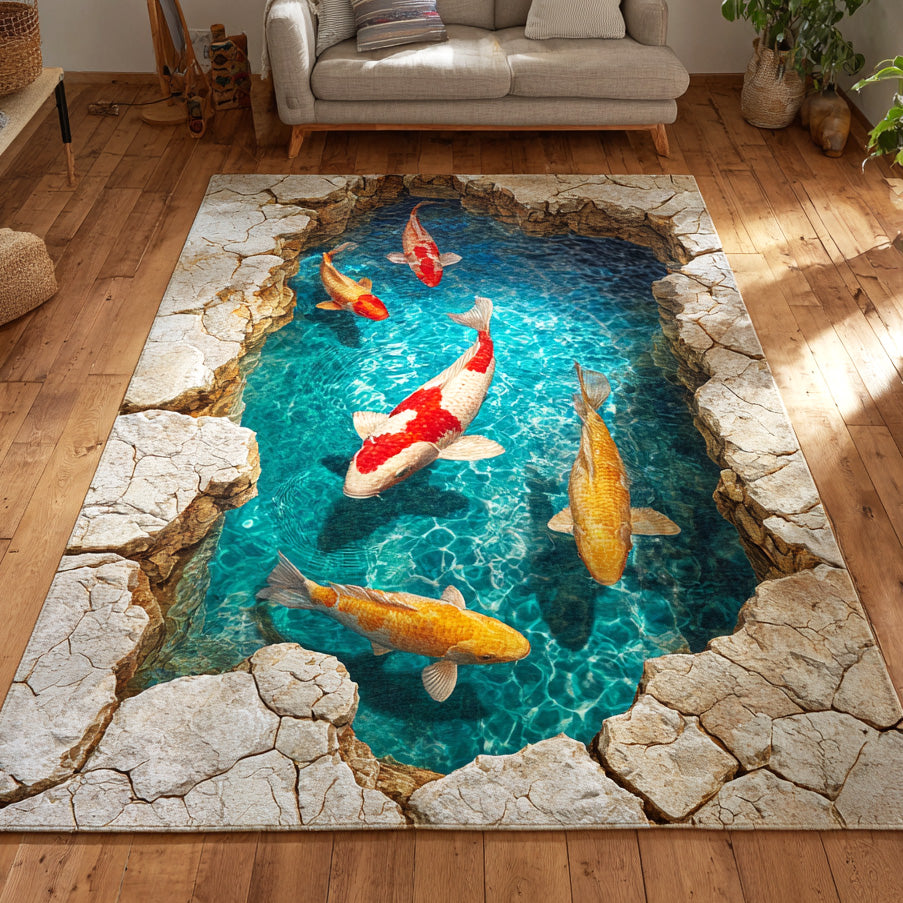 Sacred Koi Spring Area Rug - Non-Slip Washable 3D Print Rug for Living Room & BedroomTVC2108273