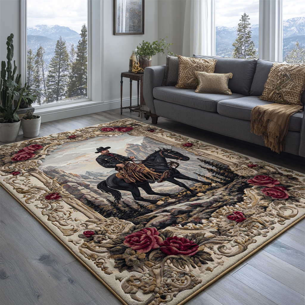 Saddle Trail Area Rug - Non-Slip Washable 3D Print Rug for Living Room & BedroomTVC2108273
