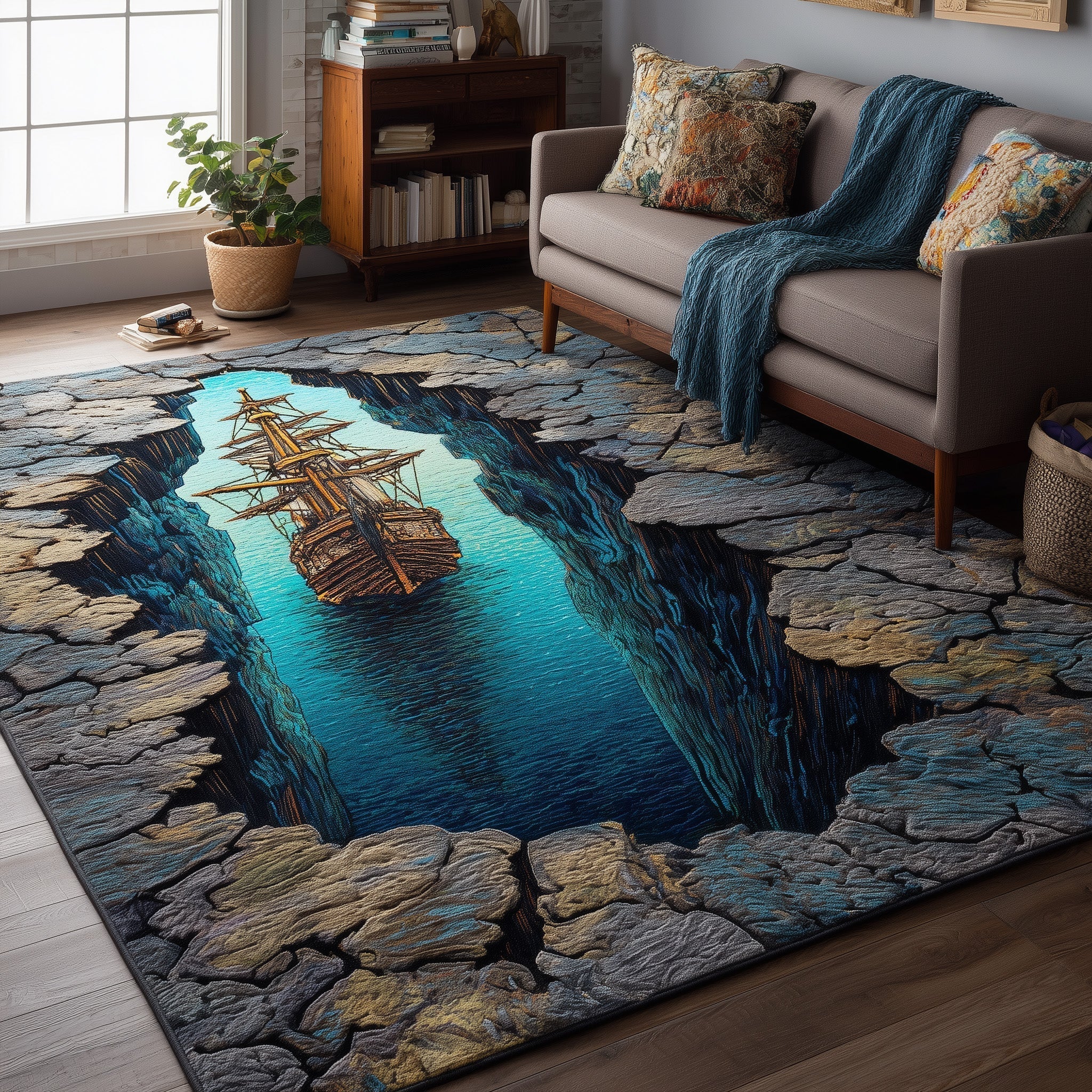 Sailing Vessel Area Rug - Non-Slip Washable 3D Print Rug for Living Room & BedroomTVC2108221