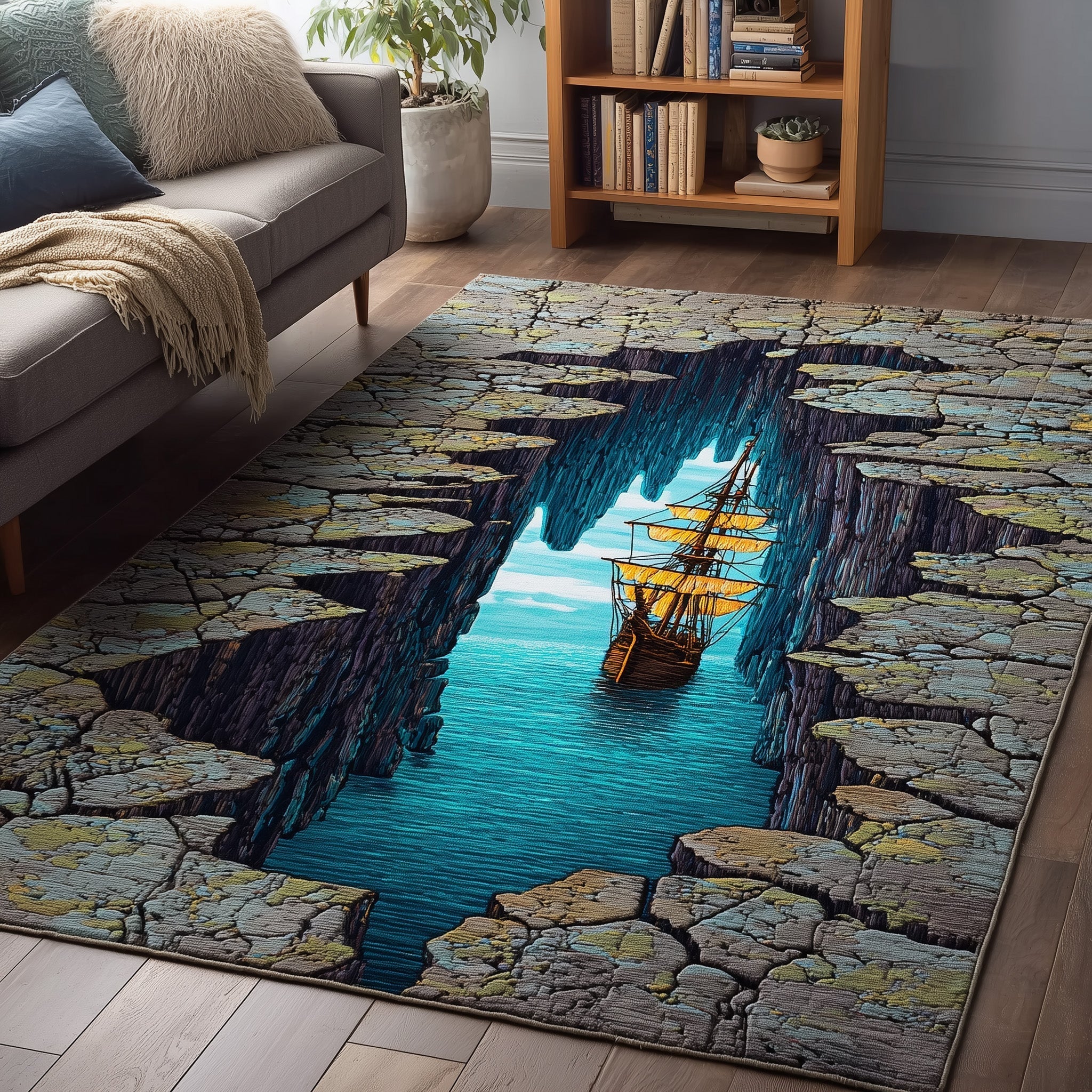 Sailing Vessel Area Rug - Non-Slip Washable 3D Print Rug for Living Room & BedroomTVC2108365