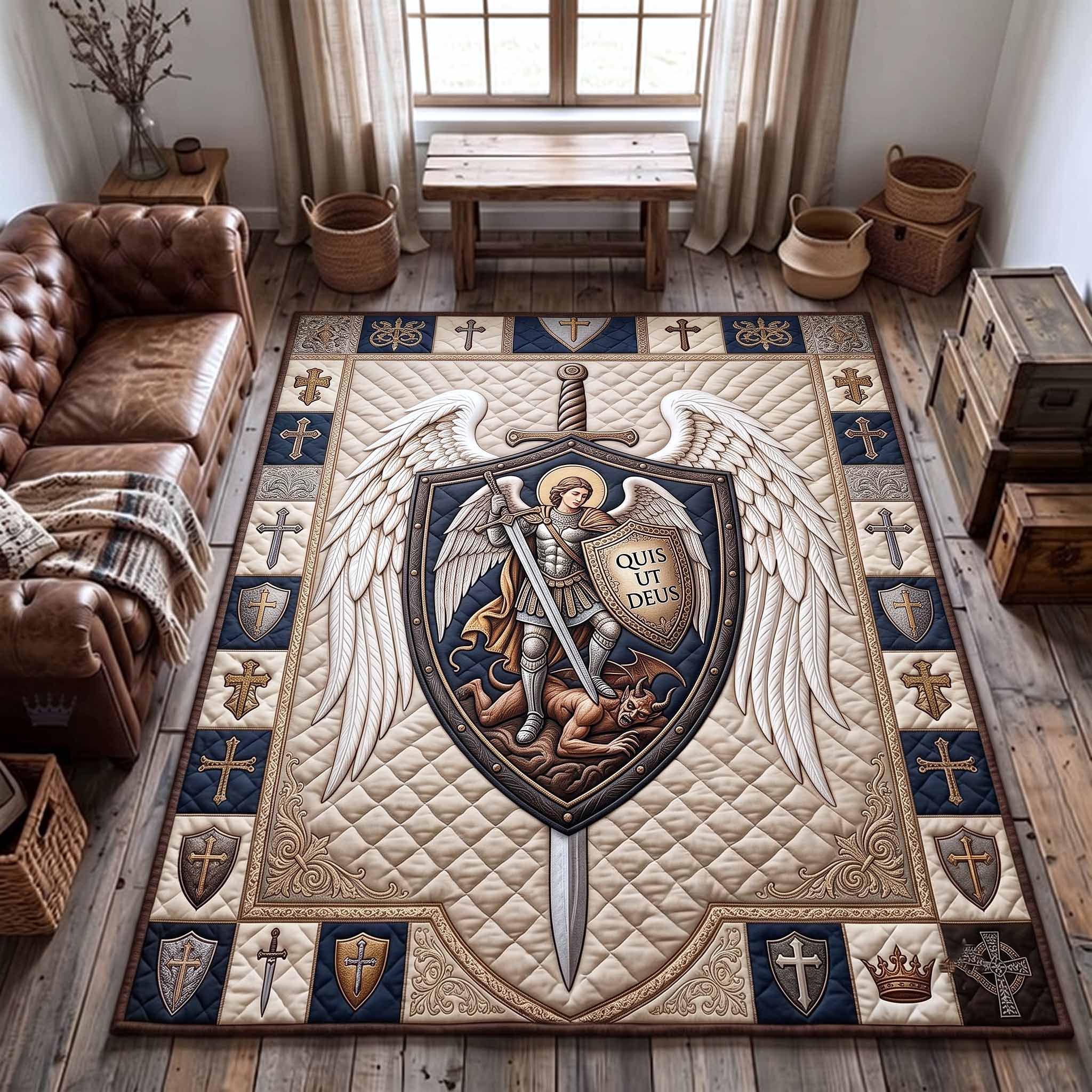 Saint Michael Area Rug - Non-Slip Washable 3D Print Rug for Living Room & BedroomTVC2108221