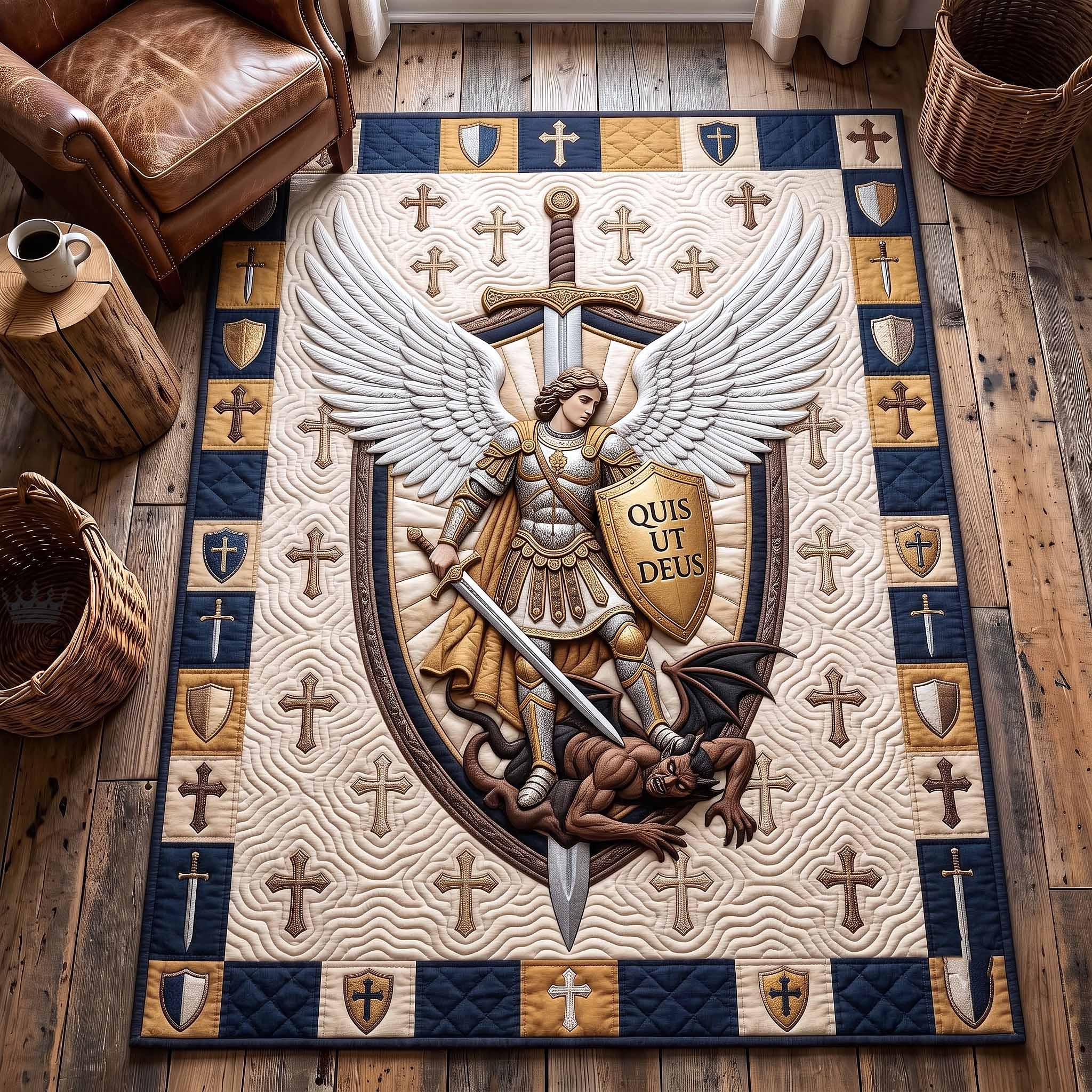 Saint Michael Area Rug - Non-Slip Washable 3D Print Rug for Living Room & BedroomTVC2108365