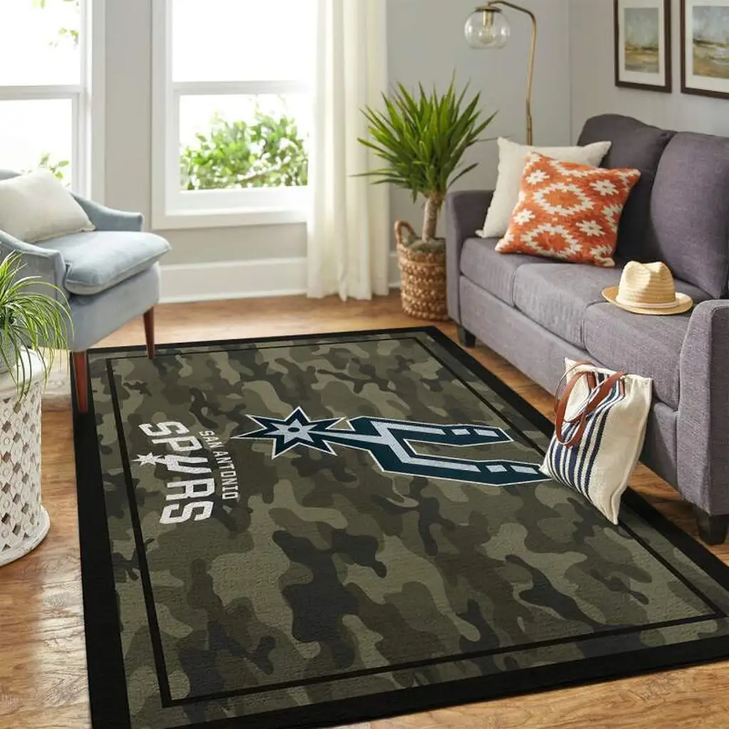 San Antonio Spurs Rug - Area for Living Room Decor Black and Yellow
