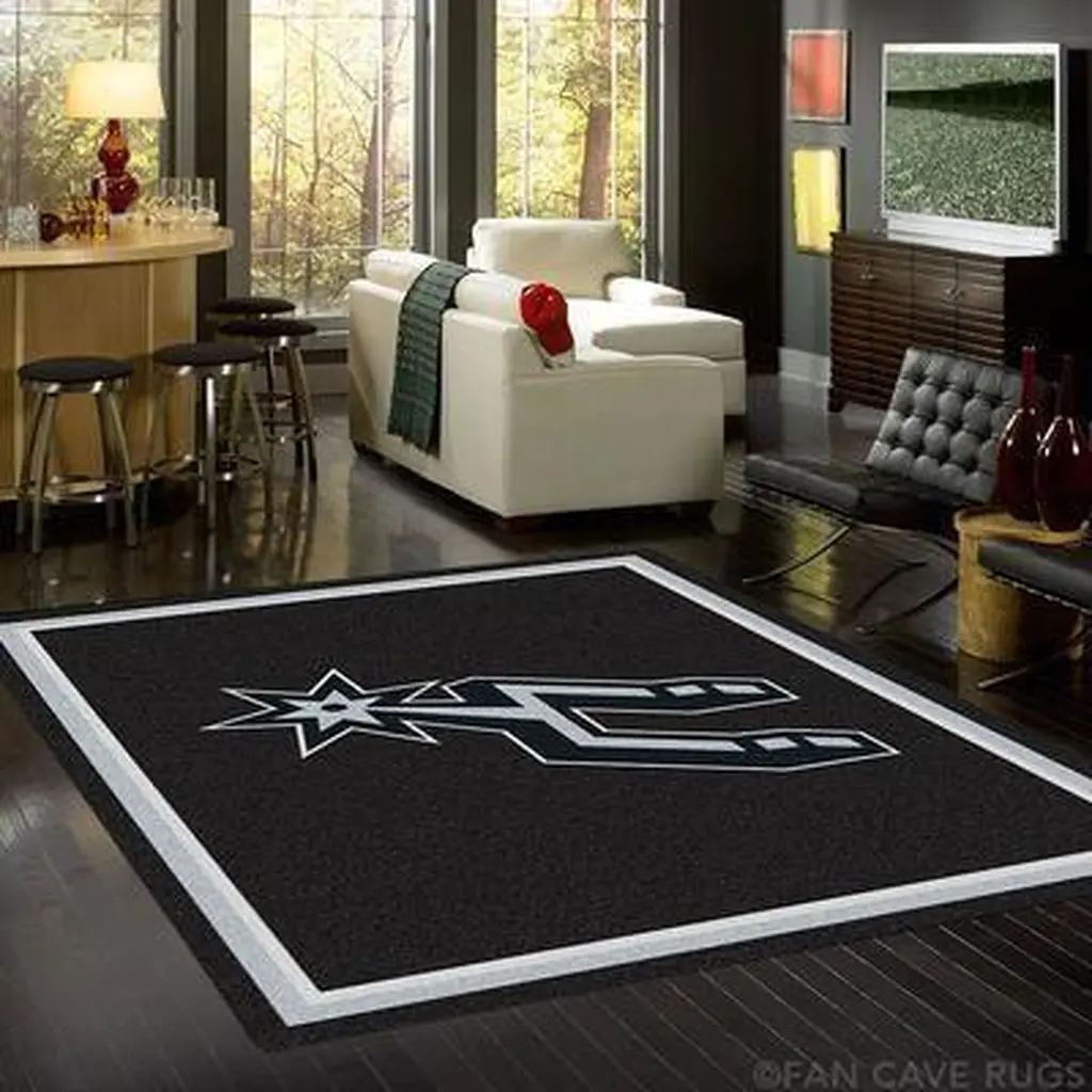 San Antonio Spurs Rug - Area for Living Room Decor Red and White
