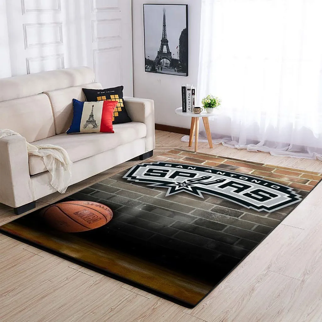 San Antonio Spurs Rug - Basketball Area for Fans Black and Gray