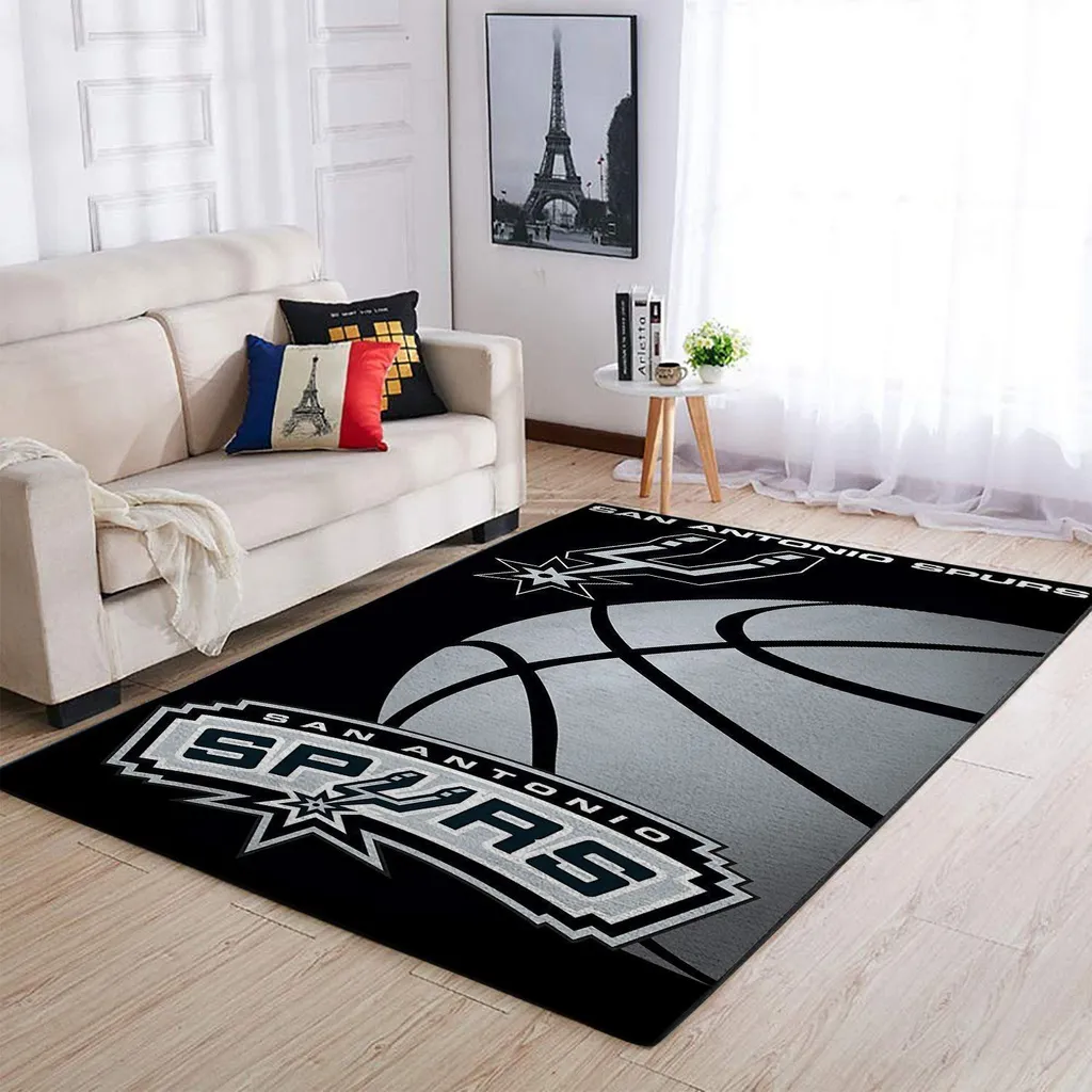 San Antonio Spurs Rug - Basketball Logo for Home Decor Black and Gray