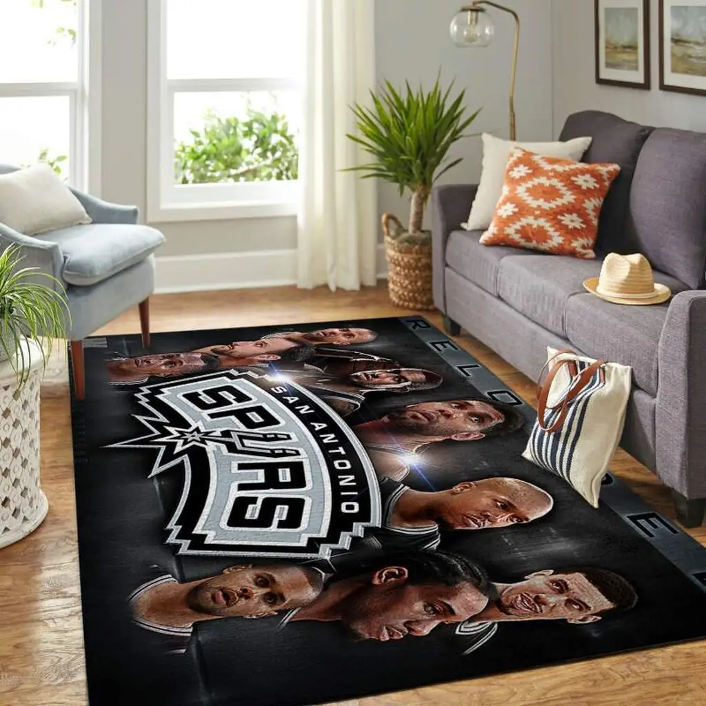 San Antonio Spurs Rug - Basketball Team Area Black and White