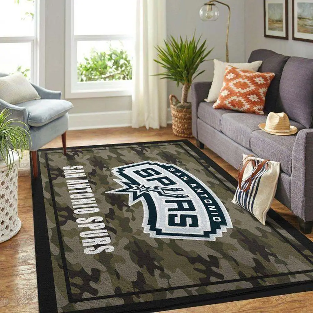 San Antonio Spurs Rug - Camo Area for Home Decor Black and Gray