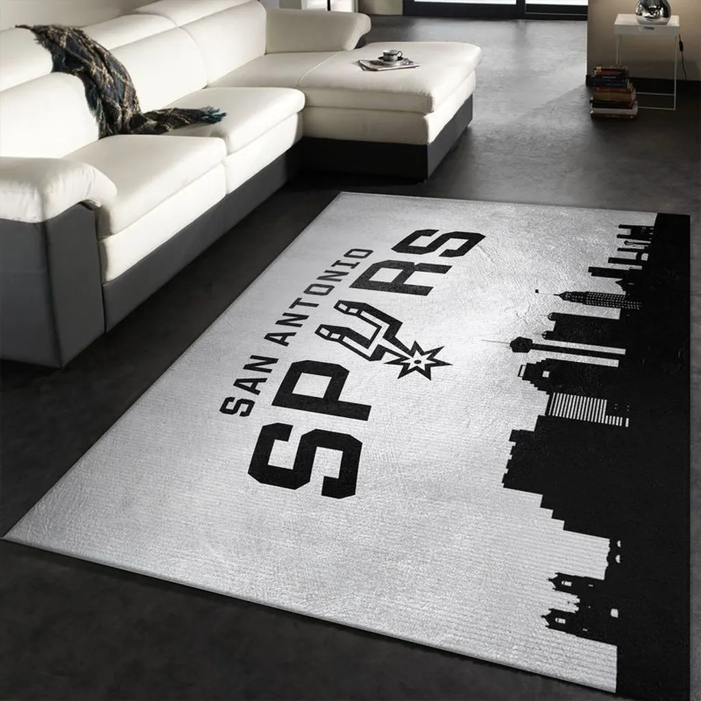 San Antonio Spurs Rug - for Living Room Decor Blue and Yellow