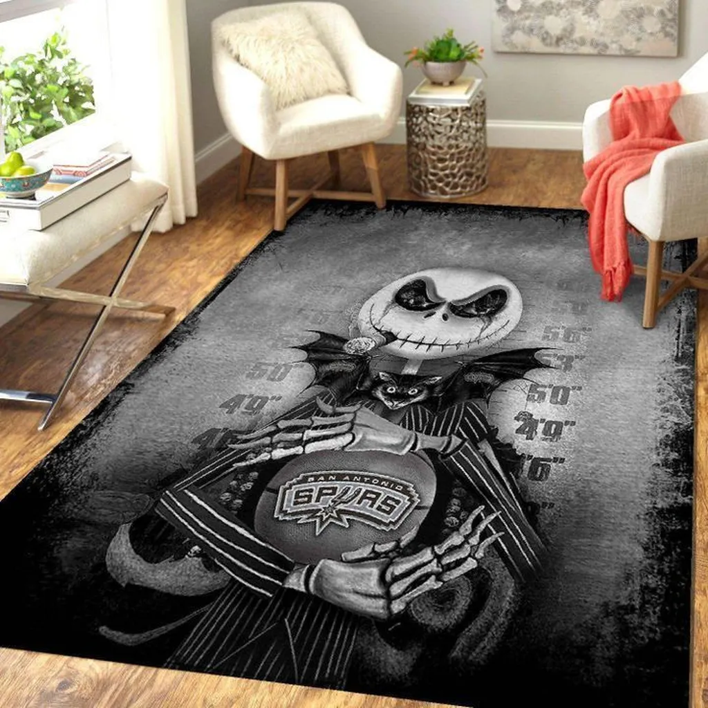 San Antonio Spurs Rug - Halloween Design Decor Black and Orange