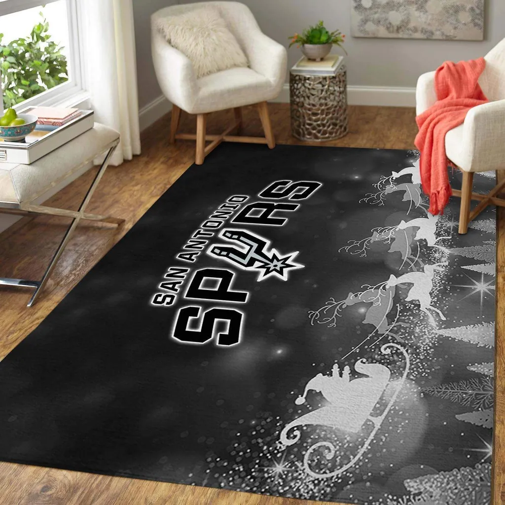 San Antonio Spurs Rug - Holiday Area Perfect for Fans Black and White