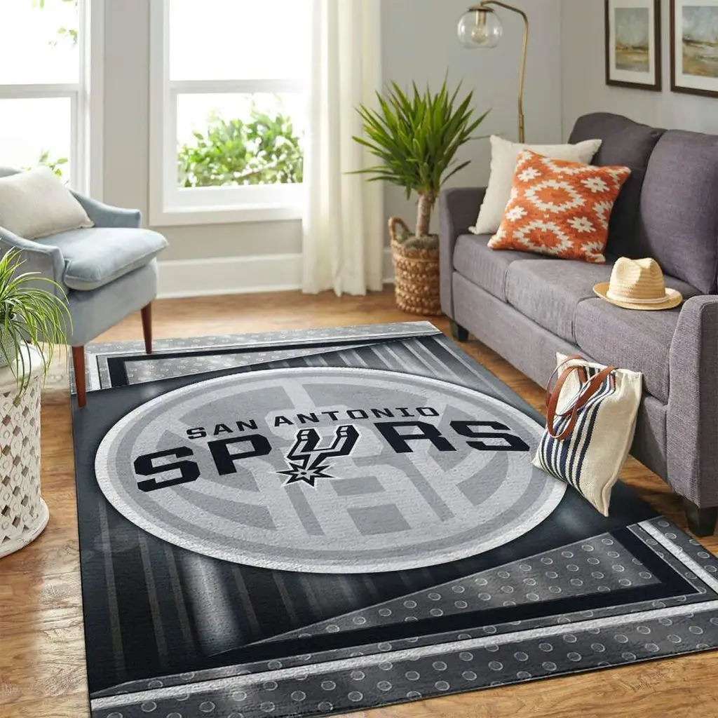 San Antonio Spurs Rug - Modern Area for Home Decor Black and Red