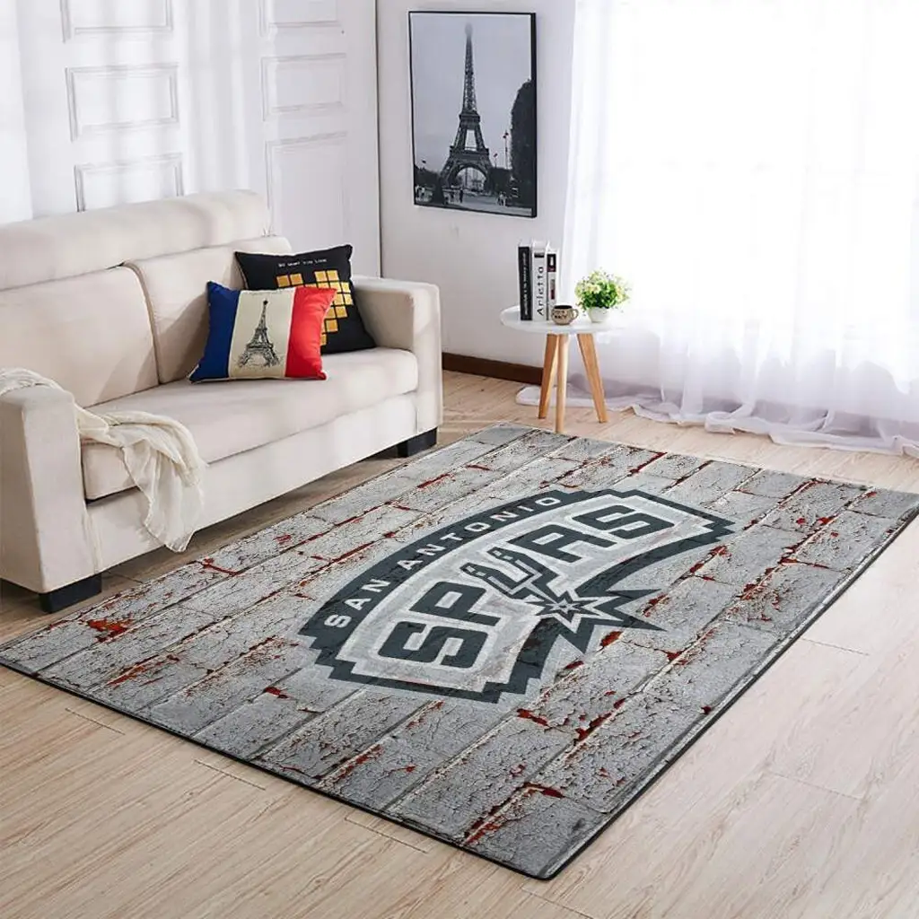 San Antonio Spurs Rug - Perfect for Living Room Decor Black and Gray