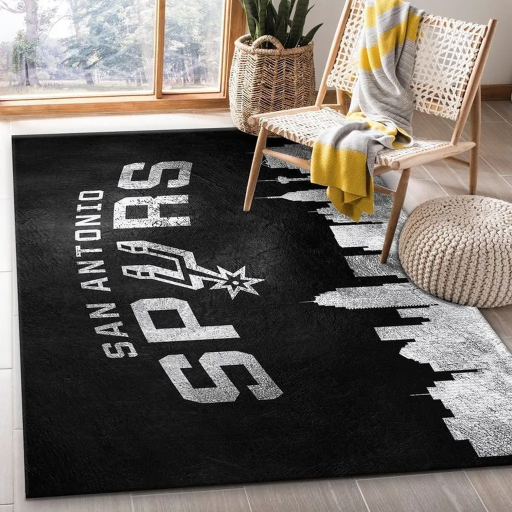 San Antonio Spurs Rug - Skyline Basketball Floor Red and White