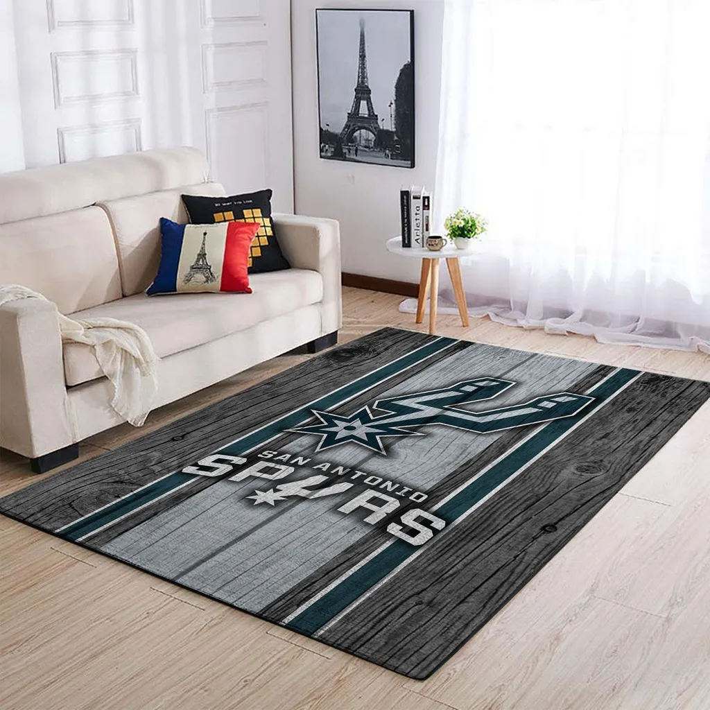 San Antonio Spurs Rug - Wooden Floor Design for Living Room Red and Gray