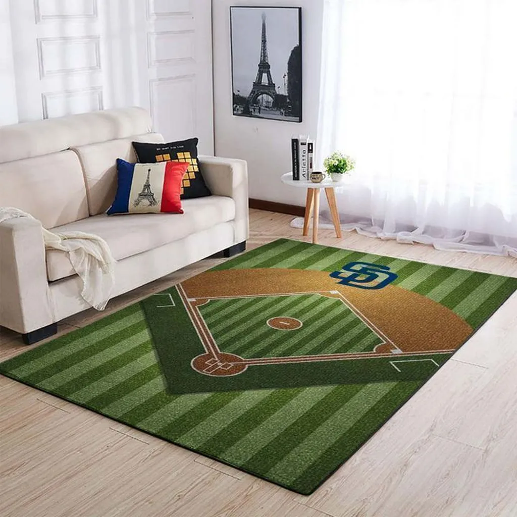 San Diego Baseball Field Area Rug for Living Room Decor Black and Yellow