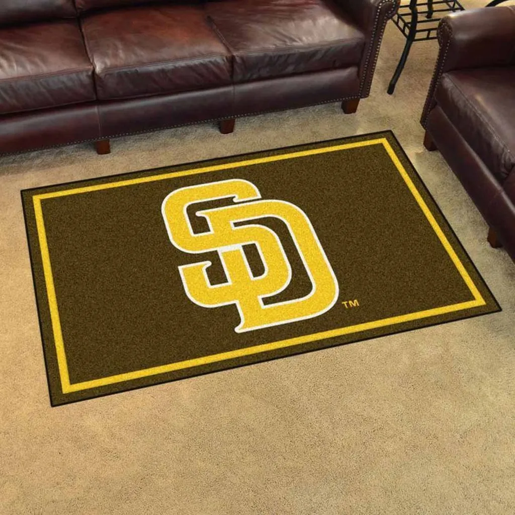 San Diego Padres Rug - Area for Living Room Decor Red and White
