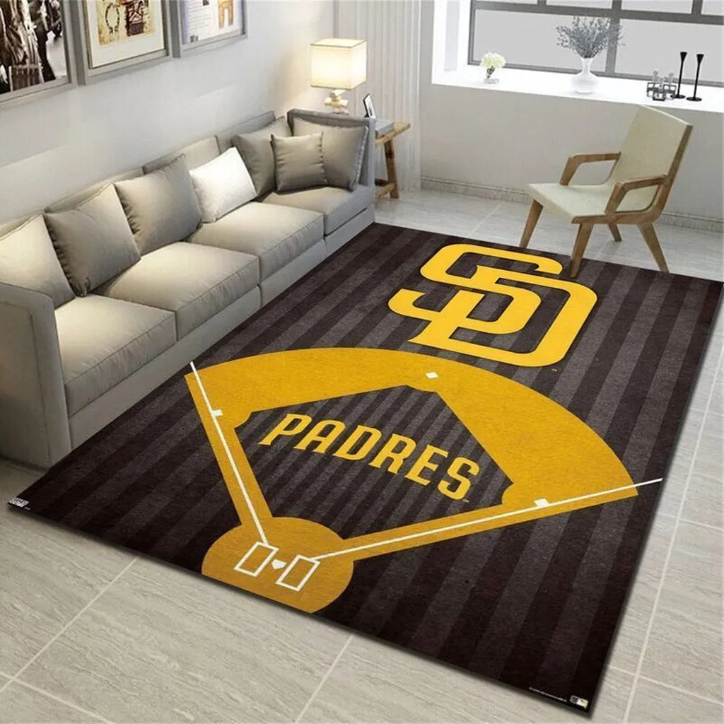 San Diego Padres Rug - Baseball Area for Fans Black and Yellow