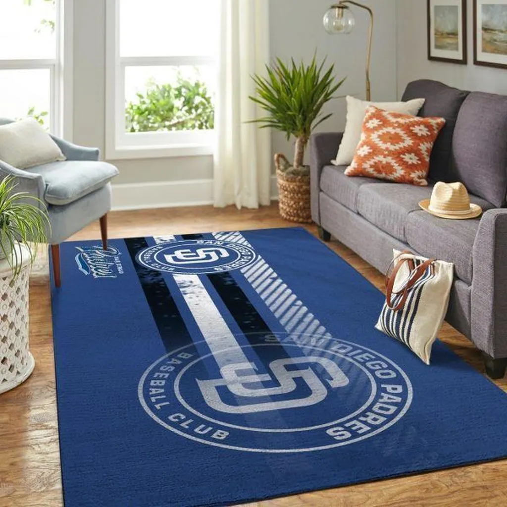 San Diego Padres Rug - Baseball Area for Living Room Blue and White