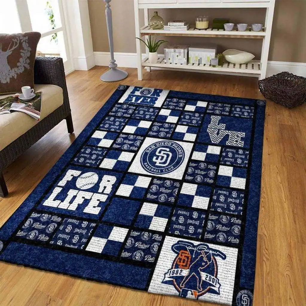 San Diego Padres Rug - Baseball Area Team Fan Decor Blue and White