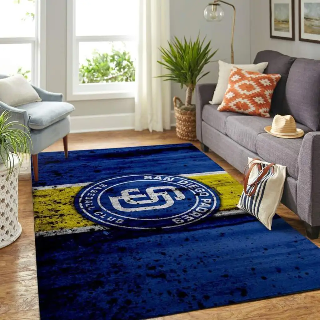 San Diego Padres Rug - Baseball Fan Area for Home Black and Yellow