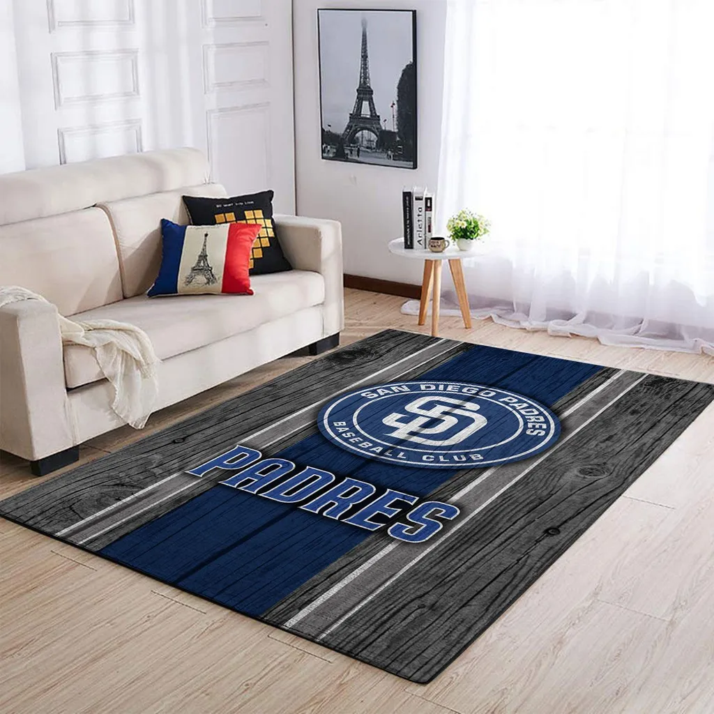 San Diego Padres Rug - Baseball for Living Room Decor Red and Gray