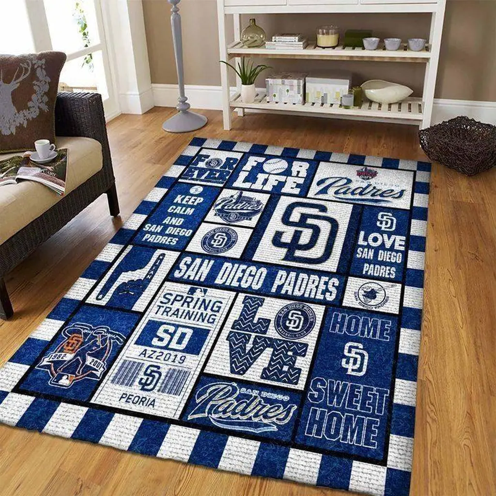San Diego Padres Rug - Inspired Area for Sports Fans Black and Gray
