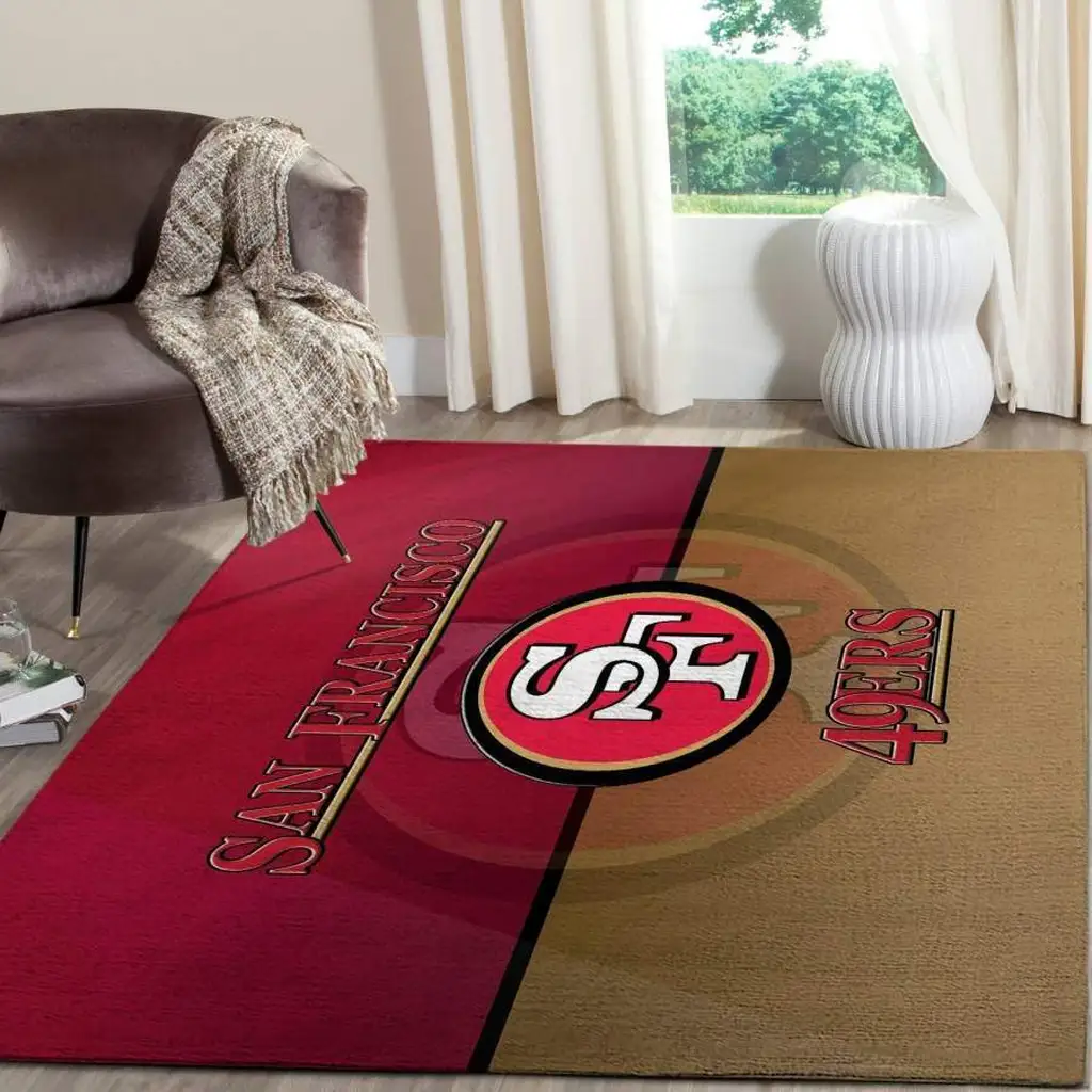 San Francisco 49ers Rug - Logo Area Carpet for Fans Red and Brown